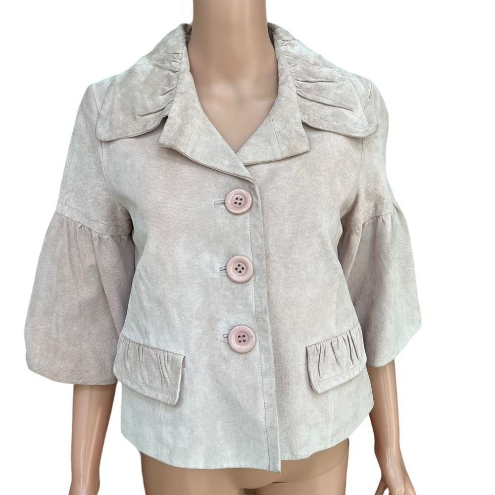Karen Kane Cropped pink Suede Cocktail Jacket bell sleeves size M